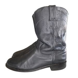 Mens Justin Roper Leather Round Toe Cowboy Boots Size 7.5 Black